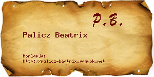 Palicz Beatrix névjegykártya